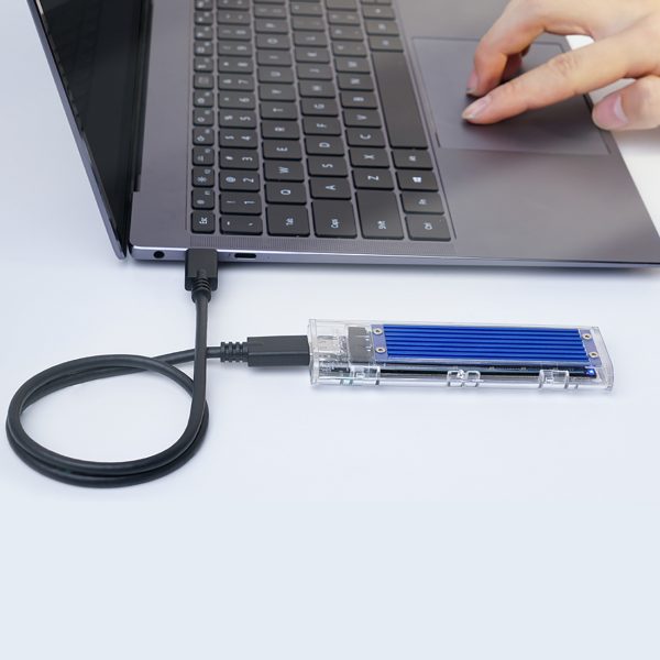 TCM2-C3 M.2 NVME USB-C 10Gb/s diska korpuss - zils-caurspīdīgs