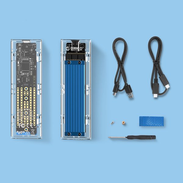 TCM2-C3 M.2 NVME USB-C 10Gb/s diska korpuss - zils-caurspīdīgs