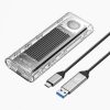 TCM2-G20 M.2 NVME USB-C 3.2 20Gb/s diska korpuss - sudrabaini caurspīdīgs