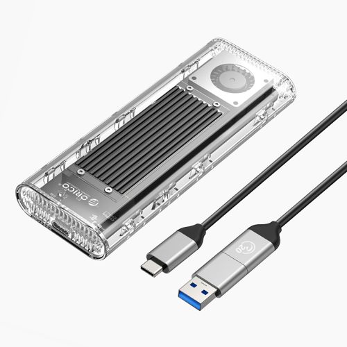 TCM2-G20 M.2 NVME USB-C 3.2 20Gb/s diska korpuss - sudrabaini caurspīdīgs