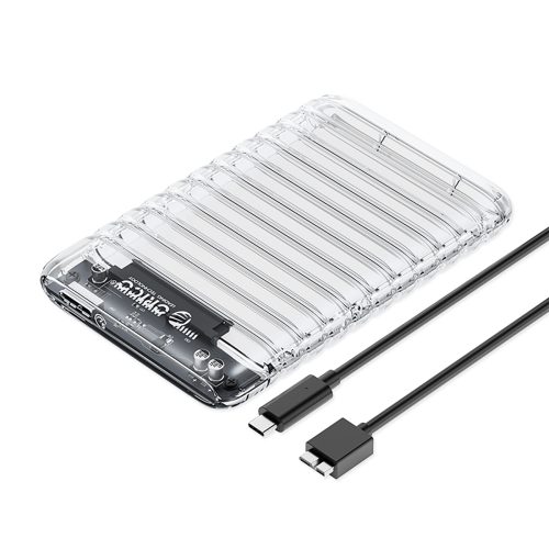2139U3-V1 2,5 collu cietā diska / SSD USB Micro-B 5 Gb/s diska korpuss - caurspīdīgs