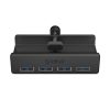 Centrmezgla sadalītājs MH4PU monitora galda skavai 4x USB-A - melns