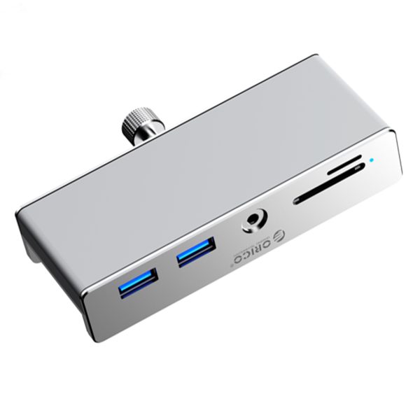MH5PMM USB-C / USB-A SD TF 3,5 mm audio centrmezgls ar skavu - sudrabs