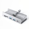 MH5PC ar skavu montējams centrmezgls USB-C / USB-A USB-C SD TF - sudrabs