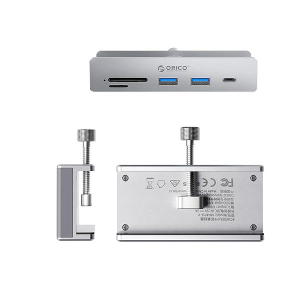 MH5PC ar skavu montējams centrmezgls USB-C / USB-A USB-C SD TF - sudrabs
