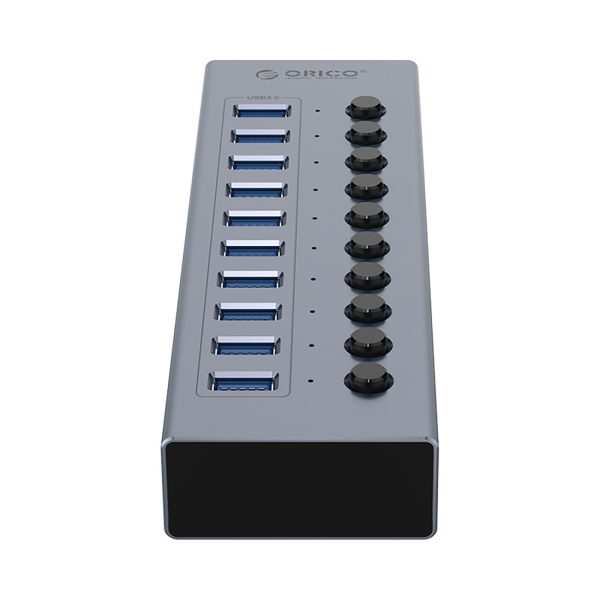 BT2U3-10AB centrmezgls ar 10x USB-A slēdžiem - pelēks