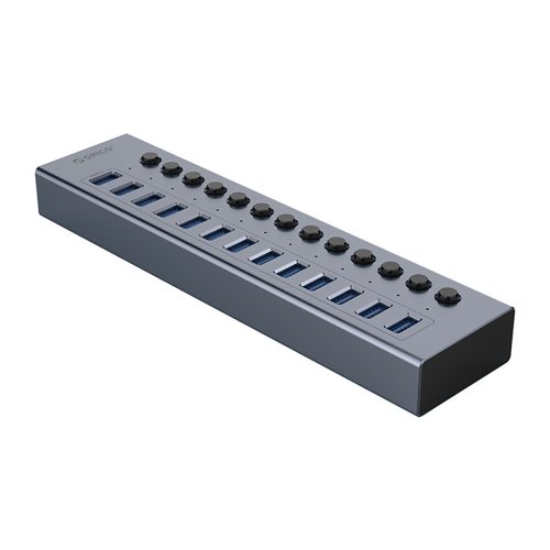 BT2U3-13AB centrmezgls ar 13x USB-A slēdžiem - pelēks