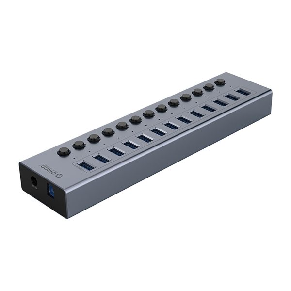 BT2U3-13AB centrmezgls ar 13x USB-A slēdžiem - pelēks