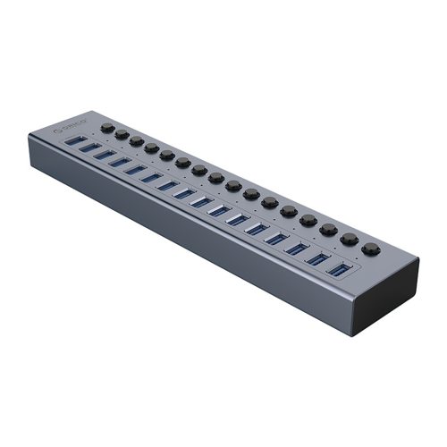 BT2U3-16AB centrmezgls ar 16x USB-A slēdžiem - pelēks