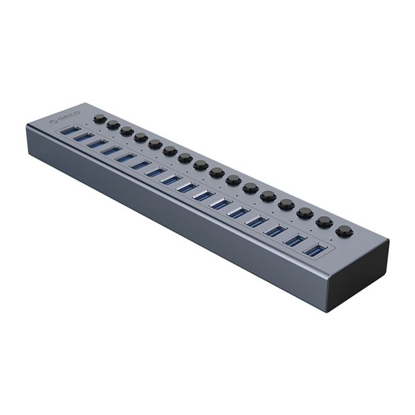 BT2U3-16AB centrmezgls ar 16x USB-A slēdžiem - pelēks
