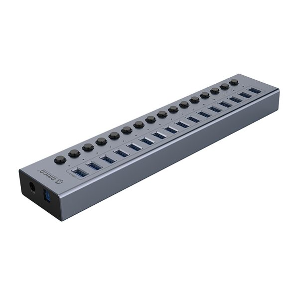 BT2U3-16AB centrmezgls ar 16x USB-A slēdžiem - pelēks