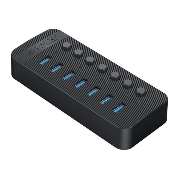 CT2U3-7AB centrmezgls ar 7x USB-A slēdžiem - melns