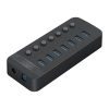 CT2U3-7AB centrmezgls ar 7x USB-A slēdžiem - melns