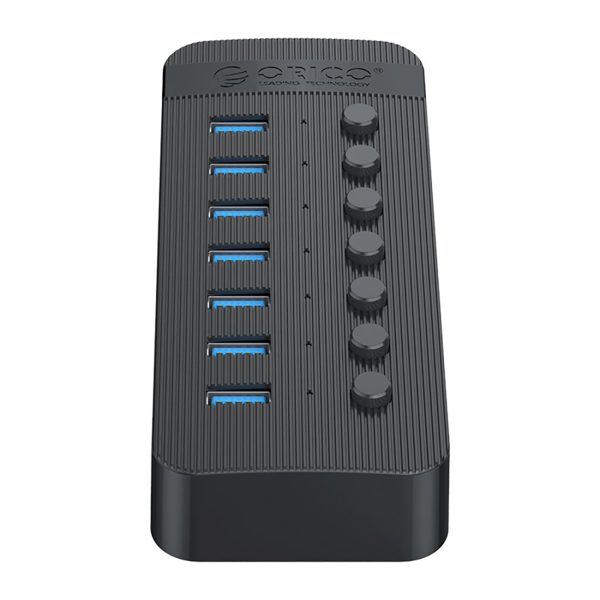 CT2U3-7AB centrmezgls ar 7x USB-A slēdžiem - melns