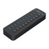 CT2U3-10AB centrmezgls ar 10x USB-A slēdžiem - melns