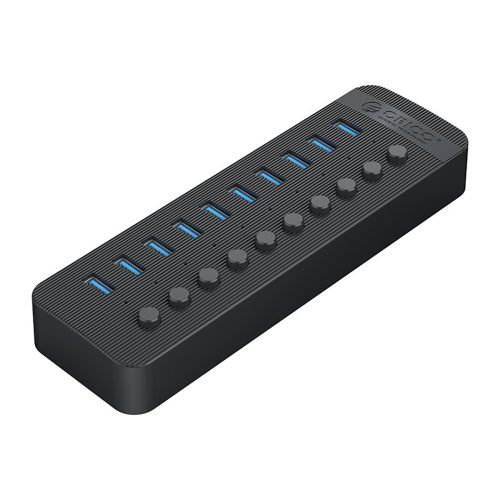 CT2U3-10AB centrmezgls ar 10x USB-A slēdžiem - melns