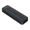 CT2U3-10AB centrmezgls ar 10x USB-A slēdžiem - melns