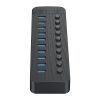 CT2U3-10AB centrmezgls ar 10x USB-A slēdžiem - melns