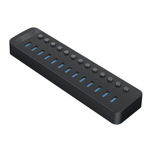 CT2U3-13AB centrmezgls ar 13x USB-A slēdžiem - melns