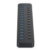 CT2U3-13AB centrmezgls ar 13x USB-A slēdžiem - melns
