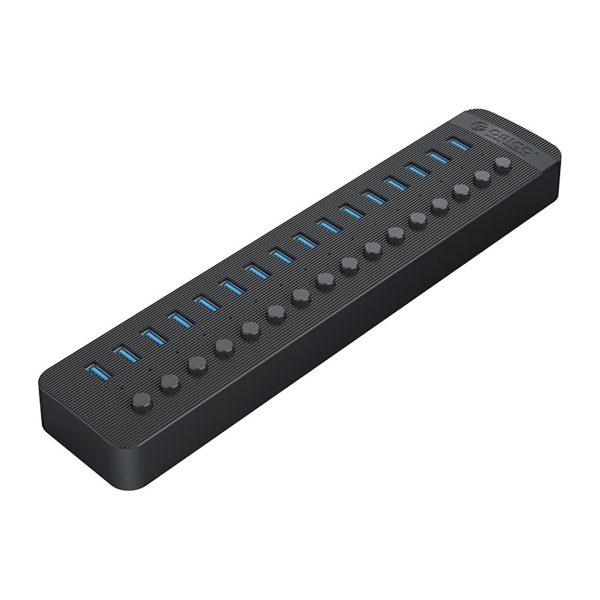 CT2U3-16AB centrmezgls ar 16x USB-A slēdžiem - melns