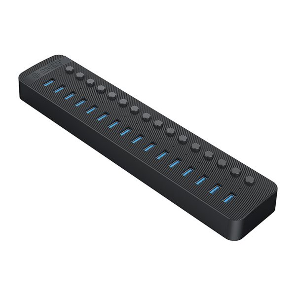 CT2U3-16AB centrmezgls ar 16x USB-A slēdžiem - melns