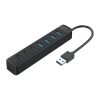 Sadalītājs TWU32-4A USB-A - USB-A USB-C 5V/3A - melns