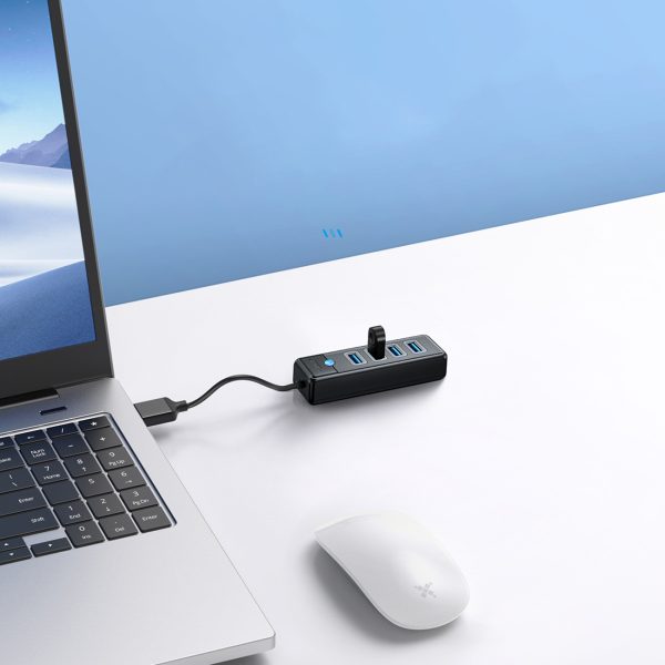 Sadalītājs PW4U-U3 USB-A - 4x USB-A - melns