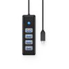 Sadalītājs PW4U-C3 USB-C - 4x USB-A - melns