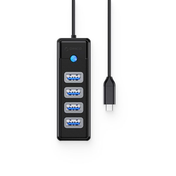 Sadalītājs PW4U-C3 USB-C - 4x USB-A - melns