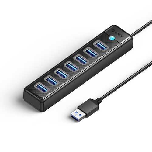 Sadalītājs PW7U-U3 7x USB-A USB-C 5V 3A 1m - melns