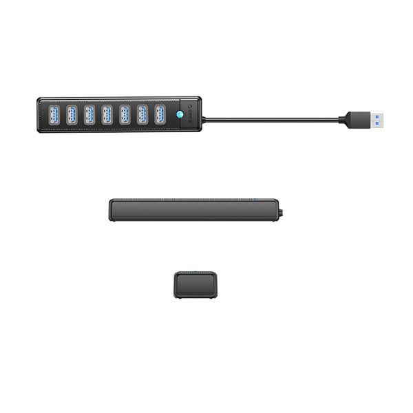 Sadalītājs PW7U-U3 7x USB-A USB-C 5V 3A 1m - melns