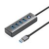 Centrmezgla adaptera sadalītājs PDD4U-U3 4x USB-A - pelēks