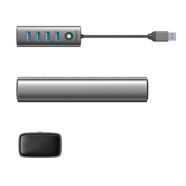 Centrmezgla adaptera sadalītājs PDD4U-U3 4x USB-A - pelēks