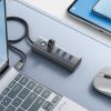 Centrmezgla adaptera sadalītājs PDD4U-U3 4x USB-A - pelēks