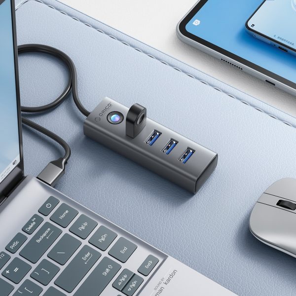 Centrmezgla adaptera sadalītājs PDD4U-U3 4x USB-A - pelēks