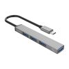 Hub AH-13 dokstacijas sadalītājs USB-C uz 4x USB-A - pelēks