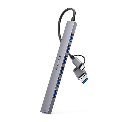 Hub YSA2-U3 USB-A / USB-C dokstacija ar 7x USB-A - pelēka