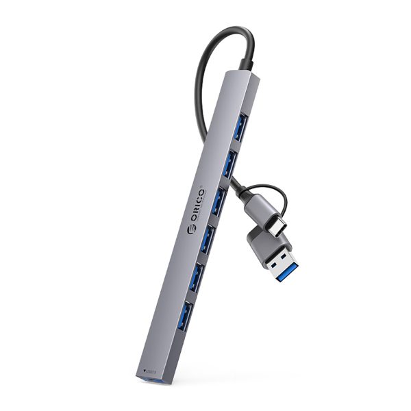 Hub YSA2-U3 USB-A / USB-C dokstacija ar 7x USB-A - pelēka