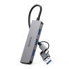 Hub YSA5-U3 dokstacija USB-A / USB-C uz 4x USB-A - pelēka