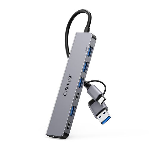 Hub YSA7-U3 USB-A / USB-C uz USB-A USB-C dokstacija - pelēka