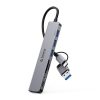Hub YSA8-U3 dokstacija USB-A / USB-C uz USB-A USB-C 3.5mm Audio TF SD - pelēka