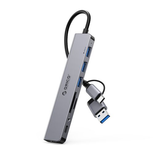 Hub YSA8-U3 dokstacija USB-A / USB-C uz USB-A USB-C 3.5mm Audio TF SD - pelēka