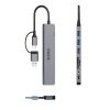 Hub YSA8-U3 dokstacija USB-A / USB-C uz USB-A USB-C 3.5mm Audio TF SD - pelēka