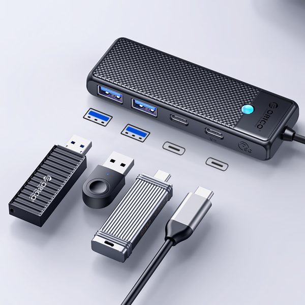 USB-C uz USB-A USB-C sadalītājs centrmezglam PAPW2AC-C3 - melns