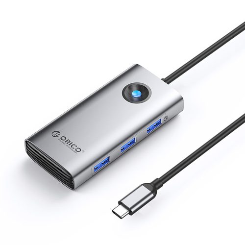 Hub PW11-6P USB-C uz USB-A USB-C HDMI sadalītājs - pelēks