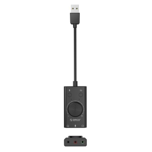 SC2 ārējā daudzfunkcionālā USB-A skaņas karte - melna