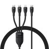 3in1 kabelis Flash Series 3 100W USB-C - 2x USB-C iPhone Lightning 1.5m - melns