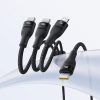 3in1 kabelis Flash Series 3 100W USB-C - 2x USB-C iPhone Lightning 1.5m - melns
