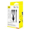 3in1 kabelis Flash Series 3 100W USB-C - 2x USB-C iPhone Lightning 1.5m - melns